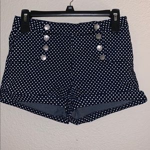 White Polka Dot Navy Blue Sailor Shorts